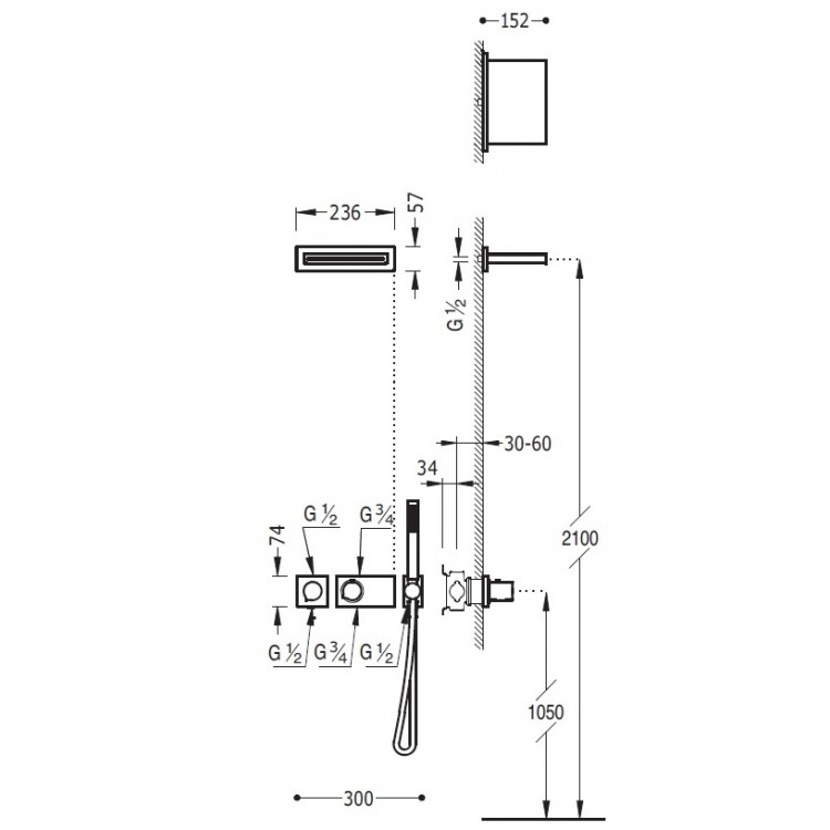 Termostata dušas sistēma TRES Shower Space 20735203 Termostata dušas sistēma TRES Shower Space 20735203