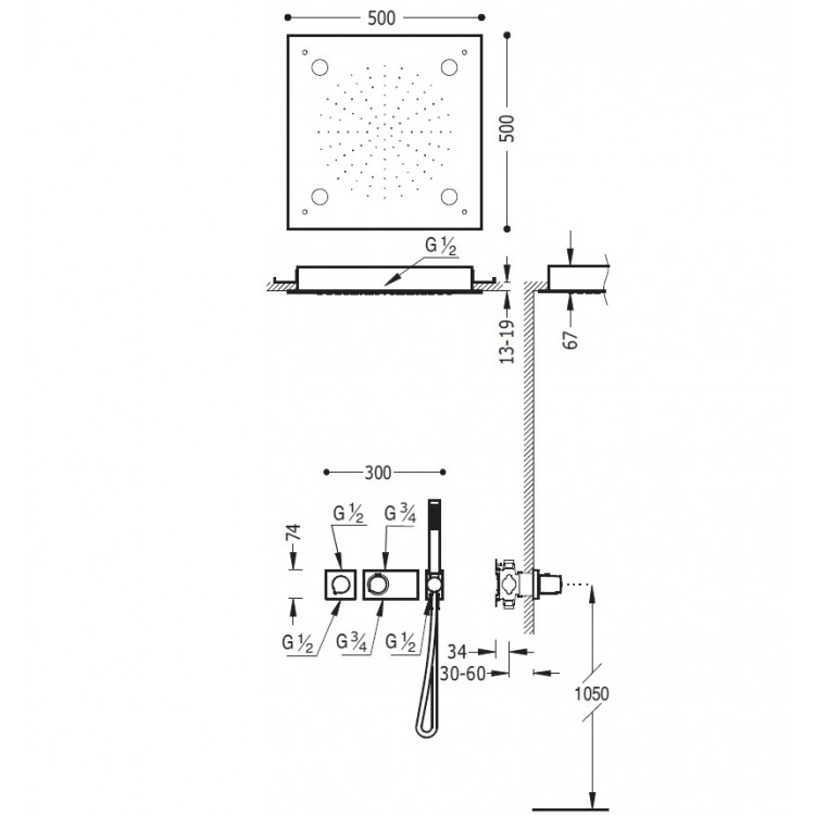 Termostata dušas sistēma TRES Shower Space 20735205 Termostata dušas sistēma TRES Shower Space 20735205