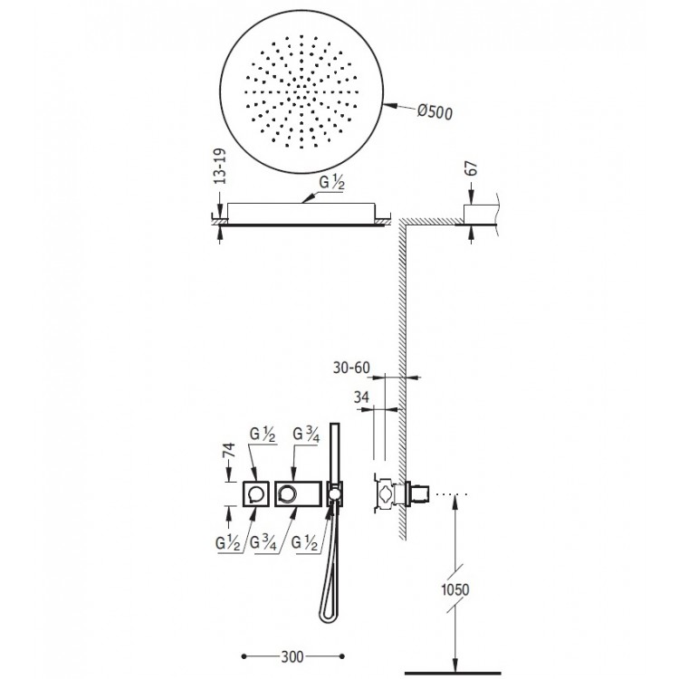 Termostata dušas sistēma TRES Shower Space 20735211 Termostata dušas sistēma TRES Shower Space 20735211