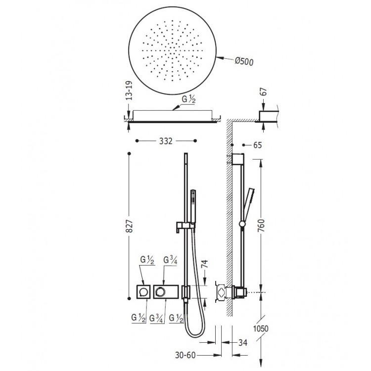 Termostata dušas sistēma TRES Shower Space 20735212 Termostata dušas sistēma TRES Shower Space 20735212