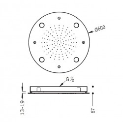 Dušas galva TRES Chromotherapy D60 cm, hroms 29995801