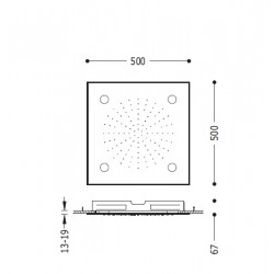 Dušas galva TRES Chromotherapy 50x50 cm, hroms 29996201