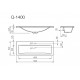 Vannas istabas izlietne Vispool Q-1400 140x50 cm, balta Vannas istabas izlietne Vispool Q-1400 140x50 cm, balta