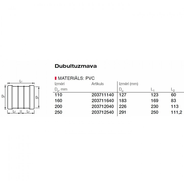 PVC Ārdarbu kanalizācijas dubultuzmava Dn160 PVC Ārdarbu kanalizācijas dubultuzmava Dn160