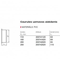 PVC Ārdarbu kanalizācijas korķis Dn110