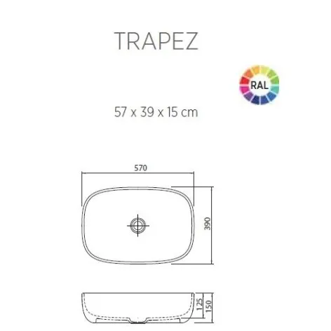 Vannas istabas uzliekamā izlietne Balteco TRAPEZ 57x39cm, TRAPEZ