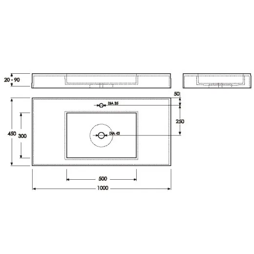Vannas istabas izlietne Vispool F-1000 100x45 cm, balta