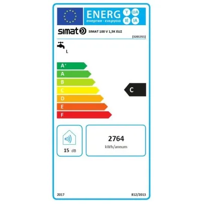 Elektriskais ūdens sildītājs (boileris) SIMAT 100 L vertikāls, NTS 100/10 (SIM), 11068