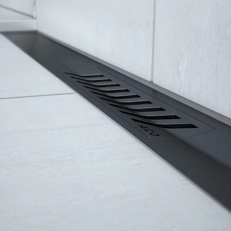 Dušas kanāla reste ACO ShowerDrain S+ Stripe 800mm, melna 9010.51.41