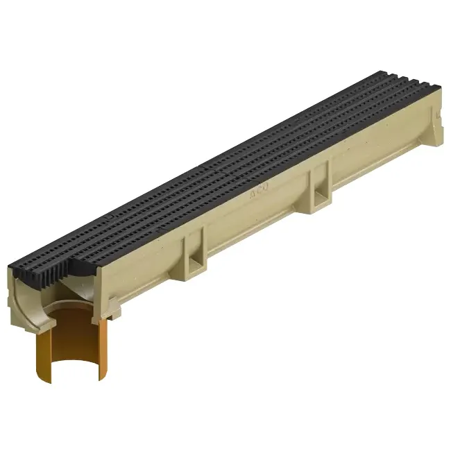 Kanāls ar ''Microgrip'' plastmasas režģi ACO Euroline 2.0 1000mm ar iebūvētu 100mm cauruli, B125