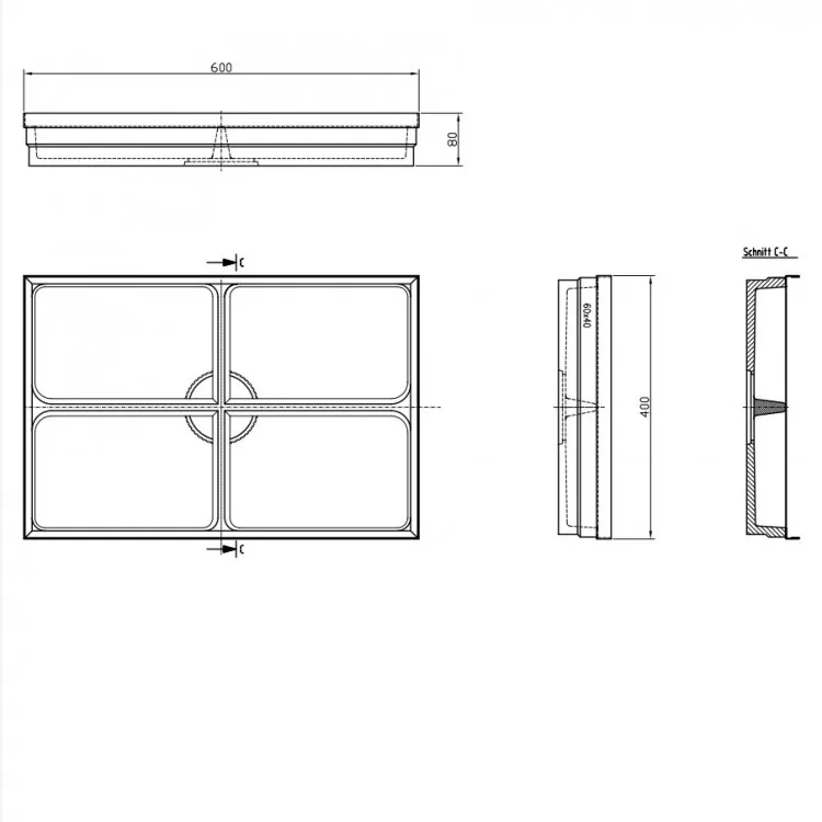 Kājslauķu vanniņa ACO Vario 600x400 mm, polimērbetons