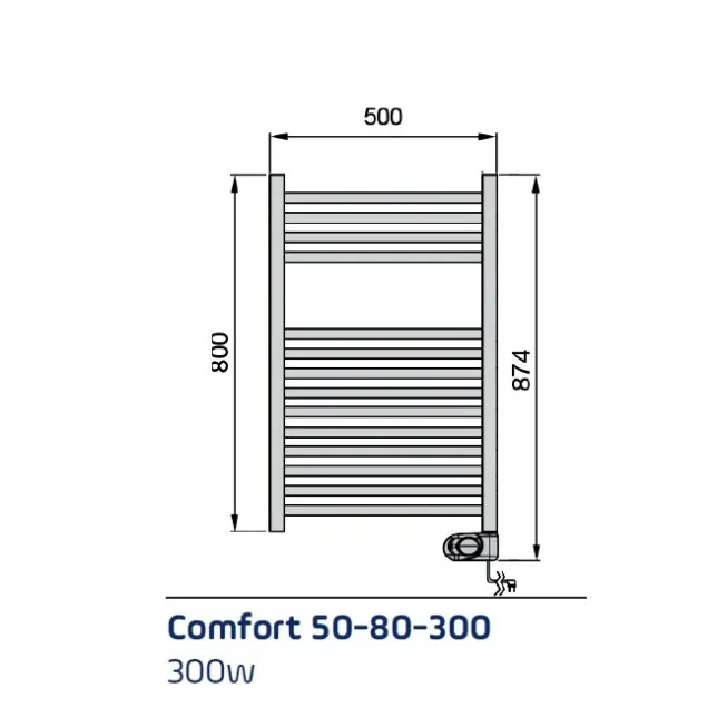 Adax Comfort 300 W elektriskais dvieļu žāvētājs 800 x 500 mm balts