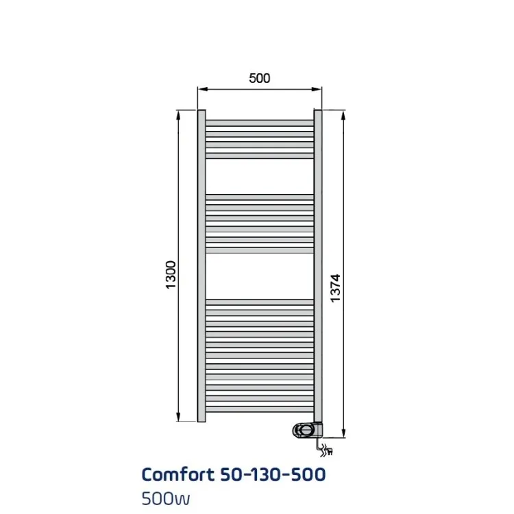 Adax Comfort 500 W elektriskais dvieļu žāvētājs 1300 x 500 mm balts