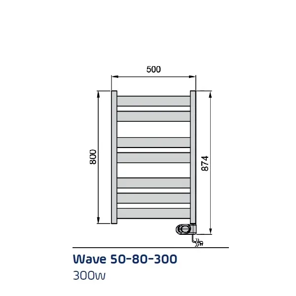 Adax Wave 300 W elektriskais dvieļu žāvētājs 800 x 500 mm balts
