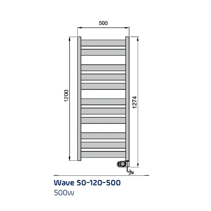 Adax Wave 500 W elektriskais dvieļu žāvētājs 1200 x 500 mm balts