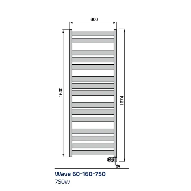 Adax Wave 750 W elektriskais dvieļu žāvētājs 1500 x 500 mm balts