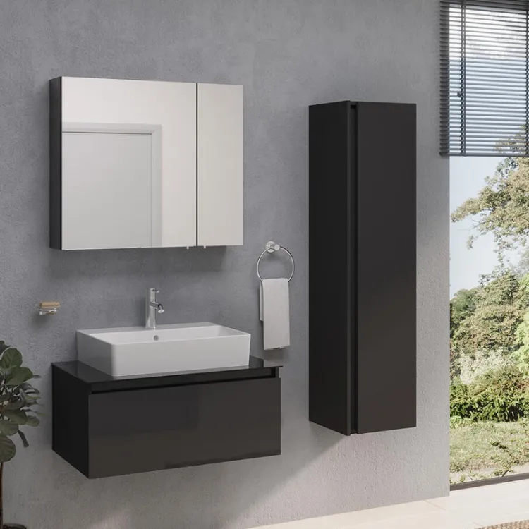 Vannas istabas skapītis ar spoguli Vitra Mia 80 cm, antracīts