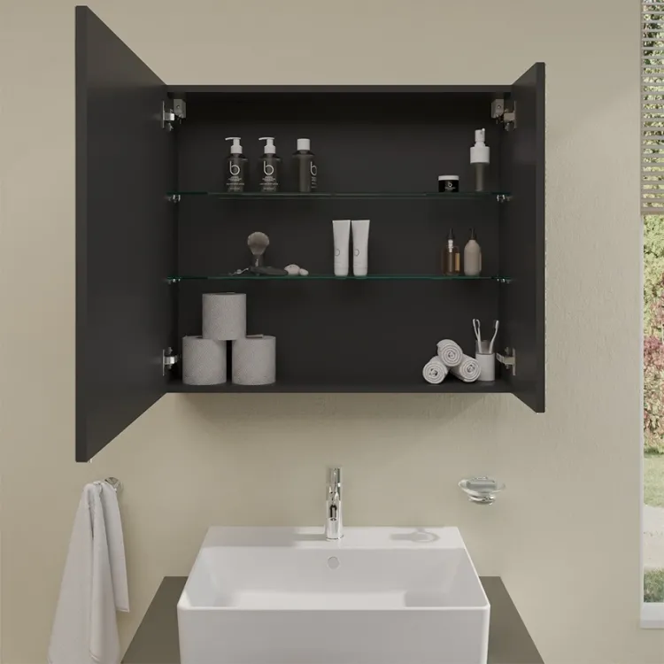 Vannas istabas skapītis ar spoguli Vitra Mia 80 cm, antracīts