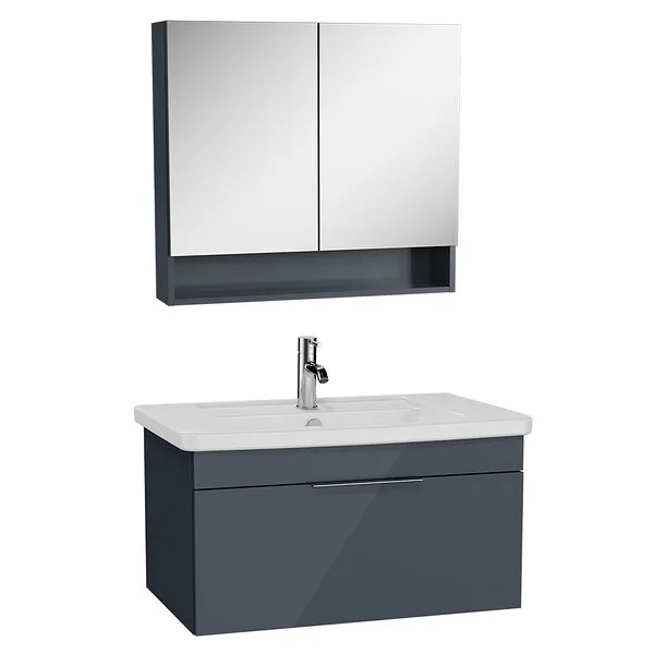 Vannas istabas skapītis ar izlietni Vitra Quadrum 80cm, antracīts