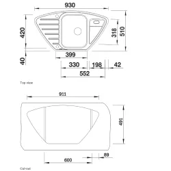 Virtuves izlietne Blanco LANTOS 9 E-IF 93x51 cm, 516277