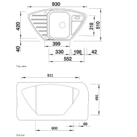 Virtuves izlietne Blanco LANTOS 9 E-IF 93x51 cm, 516277