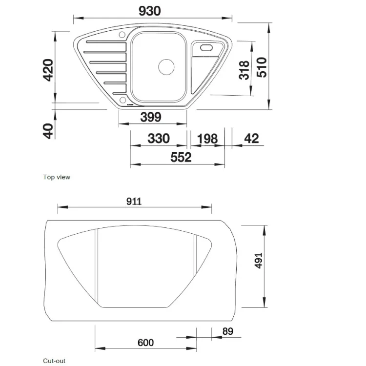 Virtuves izlietne Blanco LANTOS 9 E-IF 93x51 cm, 516277