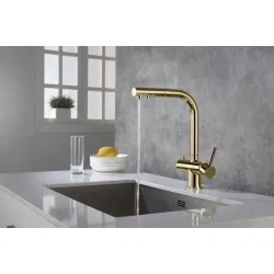 Virtuves izlietnes maisītājs dzeramajam ūdenim ar izvelkamu izteku BLUE WATER APALA, APALA-GOLD