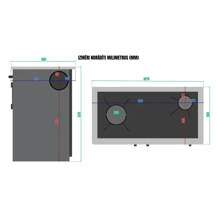ABC Proizvod Concept 2 Hydro Max 24 kW pelēka centrālapkures plīts