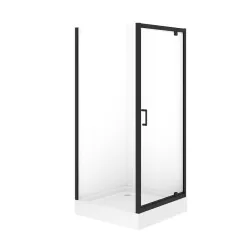 Dušas stūris kvadrātveida Cersanit Brasco SQR Pivot ar paliktni TAKO 90x90 cm, melns matēts
