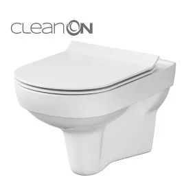 Tualetes pods piekaramais Mito by Cersanit City New CleanOn Rimless ar SC vāku, balts