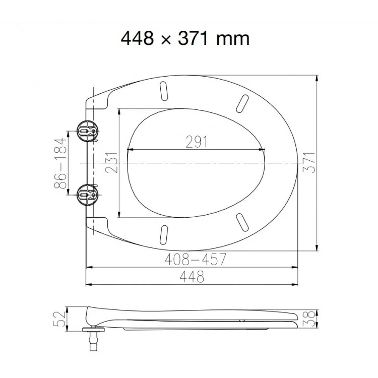 Tualetes poda vāks ar Soft Close Duschy SOFTLUX, balts 805-13