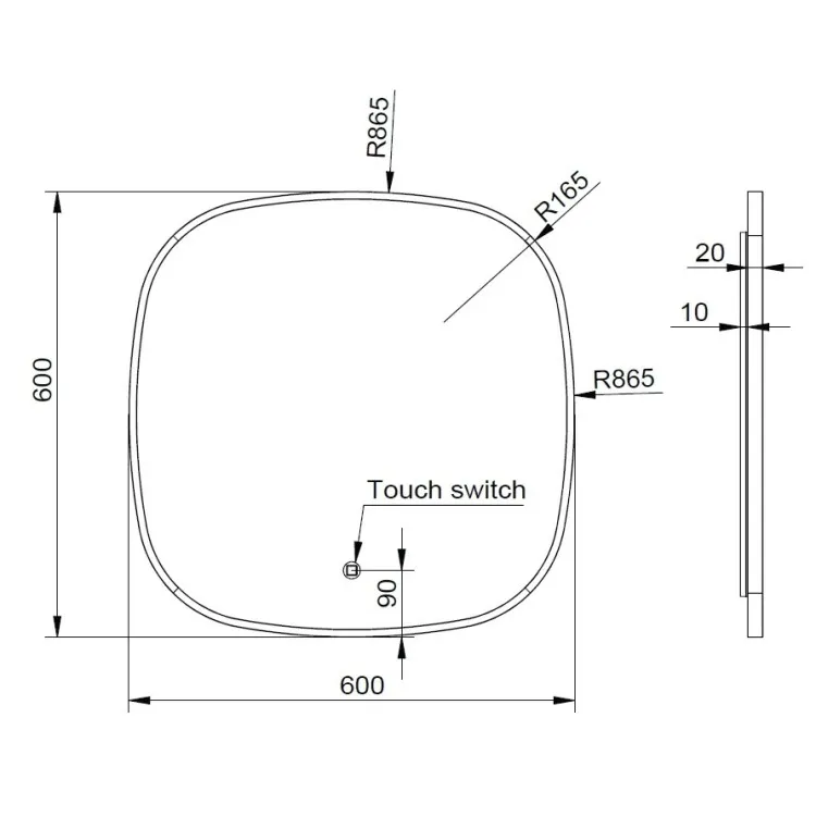 Duschy LED vannas istabas spogulis 60x60 cm ar regulējamu apgaismojumu