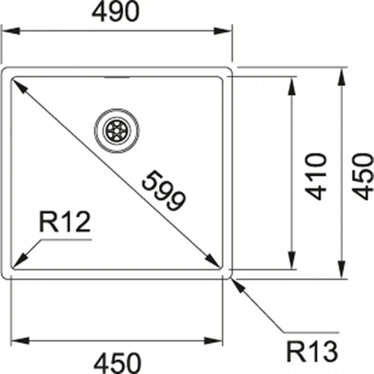 Virtuves izlietne FRANKE BOX 49x45 cm ar PushKnob ventili, BXX 210/110-45