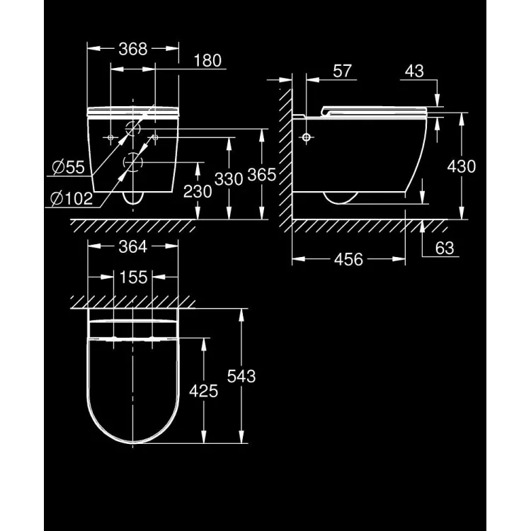 Komplekts Grohe Bau Ceramic WC+rāmis Rapid SL+poga, 103849SH00