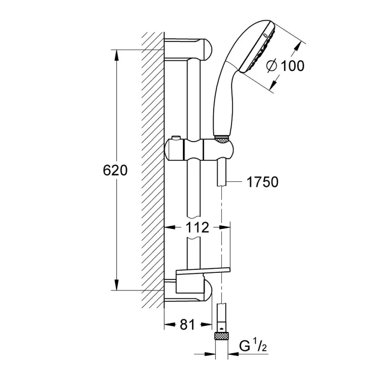 Dušas komplekts GROHE TEMPESTA 100 4 režimi, 28436002