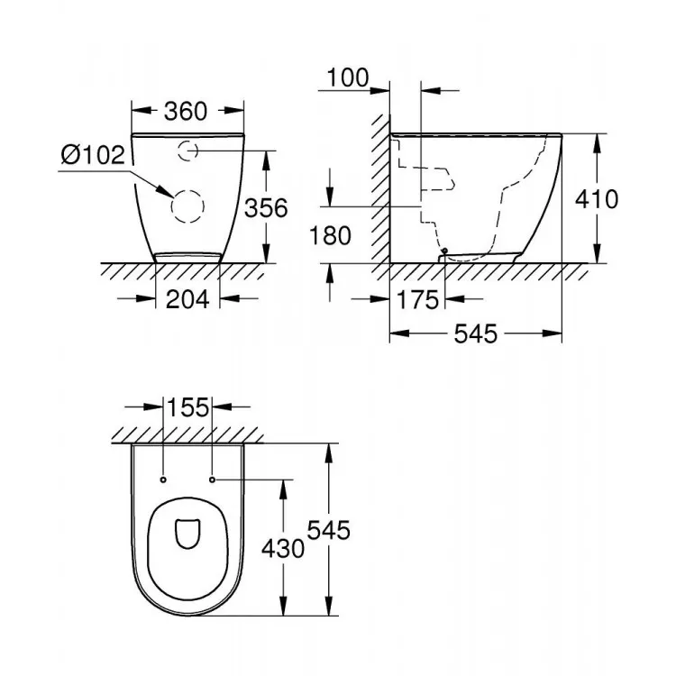 Tualetes pods Grohe Essence Rimless WC, stiprināms uz grīdas 3957300H