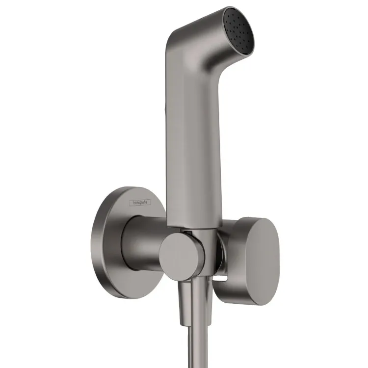 Iebūvējamā bidetta maisītāja virsapmetuma daļa Hansgrohe Round EcoSmart+, matēts melns hroms 29232340