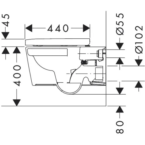Tualetes pods piekaramais Hansgrohe EluPura S Rimless HygieneEffect ar Soft Close vāku, AquaFall Flush