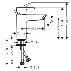 Izlietnes maisītājs Hansgrohe Neovis Q 100, hroms, 71349000