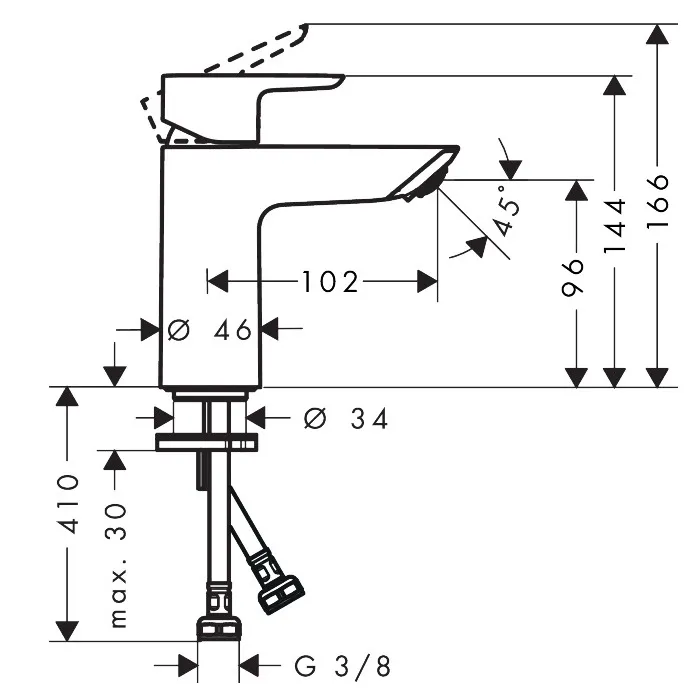 Izlietnes maisītājs Hansgrohe Neovis Q 100, hroms, 71349000