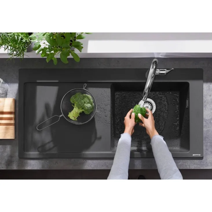 Virtuves izlietne Hansgrohe S514-F450 105x51cm, concrete grey L
