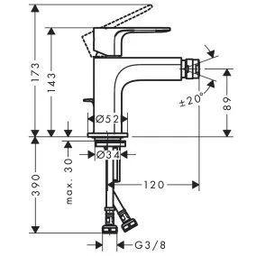 Bidē maisītājs Hansgrohe Rebris S, 72210000