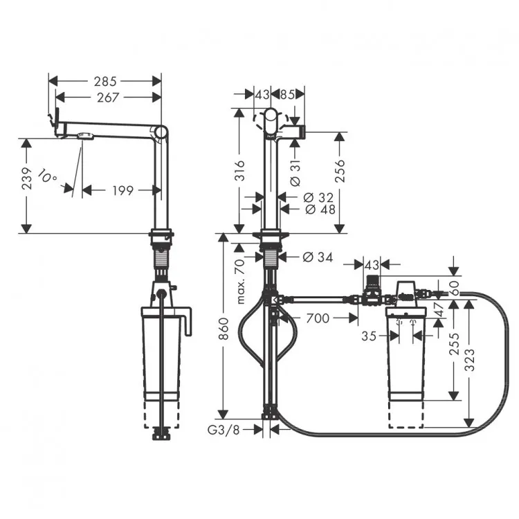 Virtuves izlietnes maisītājs ar filtrēšanas sistēmu 240 Hansgrohe Aqittura M91, 76802800