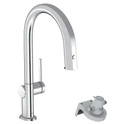 Virtuves izlietnes maisītājs ar filtrēšanas sistēmu 210 un izvelkamu izteku Hansgrohe  Aqittura M91, sBox,76826000