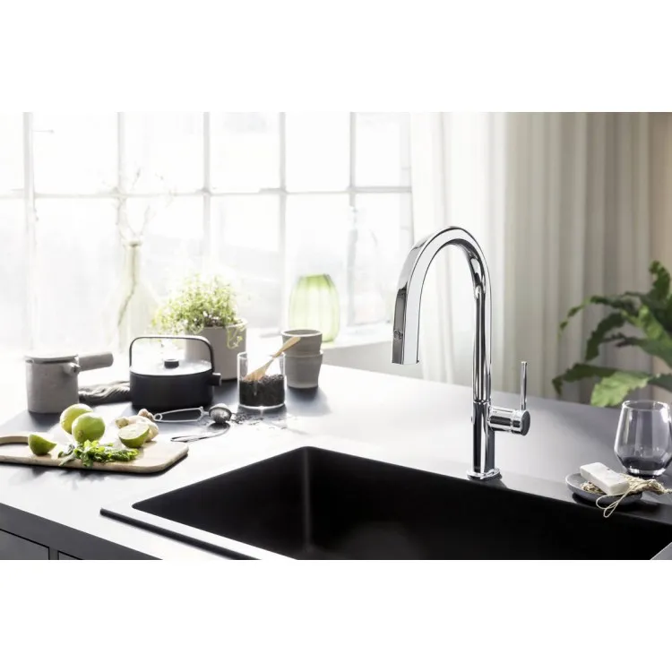 Virtuves izlietnes maisītājs ar filtrēšanas sistēmu 210 un izvelkamu izteku Hansgrohe  Aqittura M91, 76803800