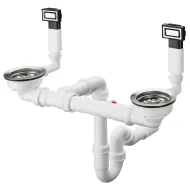 Hansgrohe Dubultās virtuves izlietnes sifons ar pārplūdi un izplūdi D15-10