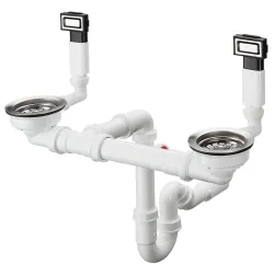 Hansgrohe Dubultās virtuves izlietnes sifons ar pārplūdi un izplūdi D15-10