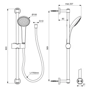 Dušas komplekts Ideal Standard IdealRain SOFT 100, melns matēts BD142XG