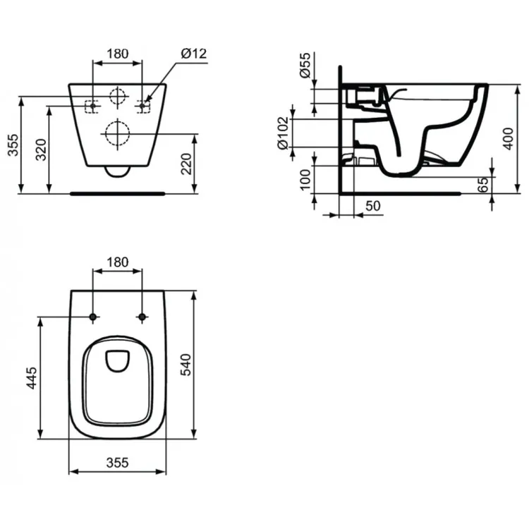 Tualetes pods piekaramais Ideal Standard i.Life B ar Soft Close vāku, Rimless LS+