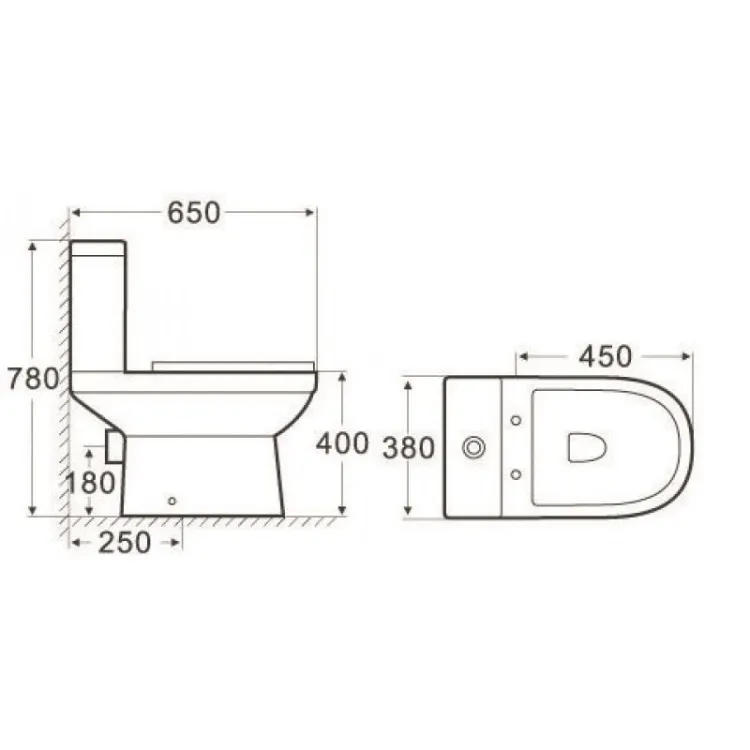 Tualetes pods Inter Ceramic Esai Rimless ar Soft Close poda vāku, balts